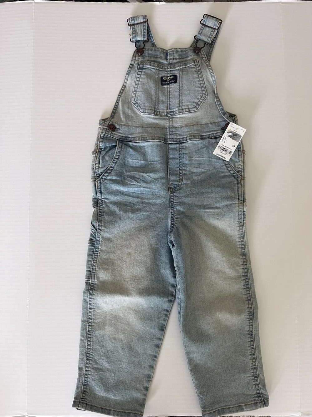 OshKosh B'gosh Light Blue Denim Kids Overalls size 5T NWT